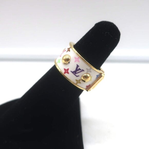 Louis Vuitton x Takashi Murakami S-Lock Ring White Coated Canvas Size 5 NEW - Picture 3 of 9